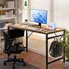 image:imageVINGLI 63 Inch Computer Office Modern Simple Gaming Desk with Side Fabric Drawer amp Hook Up WearResistant Surface Writing Desk Work Desk for Bedroom Living Room Oak GreyRustic Brown