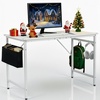 image:imageVINGLI 63 Inch Computer Office Modern Simple Gaming Desk with Side Fabric Drawer amp Hook Up WearResistant Surface Writing Desk Work Desk for Bedroom Living Room Oak GreyWhite