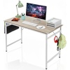 image:imageVINGLI 63 Inch Computer Office Modern Simple Gaming Desk with Side Fabric Drawer amp Hook Up WearResistant Surface Writing Desk Work Desk for Bedroom Living Room Oak GreyOak Grey