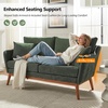 image:imageVINGLI 635 W Mid Century Small Love Seat Couch with Soild Wood Frame 2 Seater Comfy Linen Fabric Loveseat Sofa Small Couch with Two Pillows for Bedroom Living Room Small Spaces GreyGreen