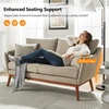 image:imageVINGLI 635 W Mid Century Small Love Seat Couch with Soild Wood Frame 2 Seater Comfy Linen Fabric Loveseat Sofa Small Couch with Two Pillows for Bedroom Living Room Small Spaces GreyKhaki
