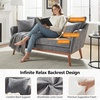 image:imageVINGLI 635 W Mid Century Small Love Seat Couch with Soild Wood Frame 2 Seater Comfy Linen Fabric Loveseat Sofa Small Couch with Two Pillows for Bedroom Living Room Small Spaces GreyGrey