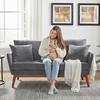 image:imageVINGLI 635 W Mid Century Small Love Seat Couch with Soild Wood Frame 2 Seater Comfy Linen Fabric Loveseat Sofa Small Couch with Two Pillows for Bedroom Living Room Small Spaces GreyGrey
