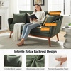 image:imageVINGLI 635 W Mid Century Small Love Seat Couch with Soild Wood Frame 2 Seater Comfy Linen Fabric Loveseat Sofa Small Couch with Two Pillows for Bedroom Living Room Small Spaces GreyGreen