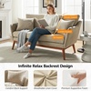 image:imageVINGLI 635 W Mid Century Small Love Seat Couch with Soild Wood Frame 2 Seater Comfy Linen Fabric Loveseat Sofa Small Couch with Two Pillows for Bedroom Living Room Small Spaces GreyKhaki