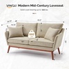 image:imageVINGLI 635 W Mid Century Small Love Seat Couch with Soild Wood Frame 2 Seater Comfy Linen Fabric Loveseat Sofa Small Couch with Two Pillows for Bedroom Living Room Small Spaces GreyKhaki