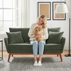 image:imageVINGLI 635 W Mid Century Small Love Seat Couch with Soild Wood Frame 2 Seater Comfy Linen Fabric Loveseat Sofa Small Couch with Two Pillows for Bedroom Living Room Small Spaces GreyGreen