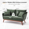 image:imageVINGLI 635 W Mid Century Small Love Seat Couch with Soild Wood Frame 2 Seater Comfy Linen Fabric Loveseat Sofa Small Couch with Two Pillows for Bedroom Living Room Small Spaces GreyGreen