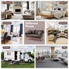 image:imageVINGLI 635 W Mid Century Small Love Seat Couch with Soild Wood Frame 2 Seater Comfy Linen Fabric Loveseat Sofa Small Couch with Two Pillows for Bedroom Living Room Small Spaces GreyBrown