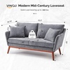 image:imageVINGLI 635 W Mid Century Small Love Seat Couch with Soild Wood Frame 2 Seater Comfy Linen Fabric Loveseat Sofa Small Couch with Two Pillows for Bedroom Living Room Small Spaces GreyGrey