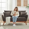 image:imageVINGLI 635 W Mid Century Small Love Seat Couch with Soild Wood Frame 2 Seater Comfy Linen Fabric Loveseat Sofa Small Couch with Two Pillows for Bedroom Living Room Small Spaces GreyBrown