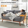 image:imageVINGLI 635 W Mid Century Small Love Seat Couch with Soild Wood Frame 2 Seater Comfy Linen Fabric Loveseat Sofa Small Couch with Two Pillows for Bedroom Living Room Small Spaces GreyGrey