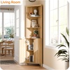image:imageVINGLI 68 Tall Corner Cabinet with Fluted DoorsCorner Bathroom Storage Cabinet Pantry Hutch Display Shelves Adjustable for Kitchen Living Room Modern Space Saver Shelf Bathroom FurnitureOak