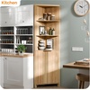 image:imageVINGLI 68 Tall Corner Cabinet with Fluted DoorsCorner Bathroom Storage Cabinet Pantry Hutch Display Shelves Adjustable for Kitchen Living Room Modern Space Saver Shelf Bathroom FurnitureOak