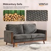 image:imageVINGLI 68 W Comfy Mid Century Loveseat Two Seater Sofa with Spring Support amp Solid Wood Frame Corduroy Fabric Small Couch for Living Room Small Space Bedroom GreyGrey