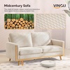 image:imageVINGLI 68 W Comfy Mid Century Loveseat Two Seater Sofa with Spring Support amp Solid Wood Frame Corduroy Fabric Small Couch for Living Room Small Space Bedroom GreyWhite