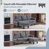 image:imageVINGLI 685 L Shaped Couch with Movable Storage Ottoman Convertible Sectional Sofa in Soft Corduroy Fabric Modern Reversible Chaise Couch for Small Spaces Apartment Living RoomDark GreenGrey