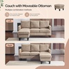 image:imageVINGLI 685 L Shaped Couch with Movable Storage Ottoman Convertible Sectional Sofa in Soft Corduroy Fabric Modern Reversible Chaise Couch for Small Spaces Apartment Living RoomDark GreenKhaki