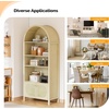 image:imageVINGLI 70 Arched Display Cabinet with 5 Shelves Rattan Storage Cabinet 5 Tier Arched Bookshelf Wood Tall Bookcases Sturdy Stylish for Living Room Bedroom Dining Room Office Study Room OakOak Wood
