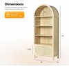 image:imageVINGLI 70 Arched Display Cabinet with 5 Shelves Rattan Storage Cabinet 5 Tier Arched Bookshelf Wood Tall Bookcases Sturdy Stylish for Living Room Bedroom Dining Room Office Study Room OakOak Wood