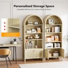 image:imageVINGLI 70 Arched Display Cabinet with 5 Shelves Rattan Storage Cabinet 5 Tier Arched Bookshelf Wood Tall Bookcases Sturdy Stylish for Living Room Bedroom Dining Room Office Study Room OakOak Wood