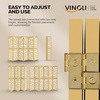 image:imageVINGLI 70 H Room Divider NonWoven Fabric Privacy Screen Indoor Partition Wall Dividers Freestanding Hinged Space Separator with Modern Unique Pattern White 4 PanelGold