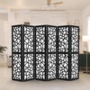 image:imageVINGLI 70 H Room Divider NonWoven Fabric Privacy Screen Indoor Partition Wall Dividers Freestanding Hinged Space Separator with Modern Unique Pattern White 4 PanelBlack