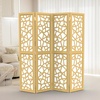 image:imageVINGLI 70 H Room Divider NonWoven Fabric Privacy Screen Indoor Partition Wall Dividers Freestanding Hinged Space Separator with Modern Unique Pattern White 4 PanelGold