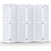 image:imageVINGLI 70 H Room Divider NonWoven Fabric Privacy Screen Indoor Partition Wall Dividers Freestanding Hinged Space Separator with Modern Unique Pattern White 4 PanelWhite