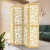 image:imageVINGLI 70 H Room Divider NonWoven Fabric Privacy Screen Indoor Partition Wall Dividers Freestanding Hinged Space Separator with Modern Unique Pattern White 4 PanelGold
