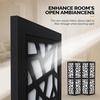 image:imageVINGLI 70 H Room Divider NonWoven Fabric Privacy Screen Indoor Partition Wall Dividers Freestanding Hinged Space Separator with Modern Unique Pattern White 4 PanelBlack