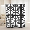 image:imageVINGLI 70 H Room Divider NonWoven Fabric Privacy Screen Indoor Partition Wall Dividers Freestanding Hinged Space Separator with Modern Unique Pattern White 4 PanelBlack