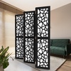 image:imageVINGLI 70 H Room Divider NonWoven Fabric Privacy Screen Indoor Partition Wall Dividers Freestanding Hinged Space Separator with Modern Unique Pattern White 4 PanelBlack