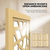 image:imageVINGLI 70 H Room Divider NonWoven Fabric Privacy Screen Indoor Partition Wall Dividers Freestanding Hinged Space Separator with Modern Unique Pattern White 4 PanelGold