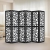 image:imageVINGLI 70 H Room Divider NonWoven Fabric Privacy Screen Indoor Partition Wall Dividers Freestanding Hinged Space Separator with Modern Unique Pattern White 4 PanelBlack