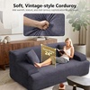 image:imageVINGLI 72 W Boneless Loveseat Sofa Cloud Corduroy Couch in a Box Compressed Deep Seat Sofa with 106 Wide Curved Armrests Easy Assembly Required for Living Room Apartments amp Office GreenDark Grey