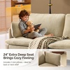 image:imageVINGLI 84 Extra Deep Seat Sofa Couch 3 Seater Upholstered Living Room Couches with 2 Piped Seater Cushions Throw Pillows Modern Linen Velvet Fabric Sofa for Apartment Bedroom OfficeKhaki Green
