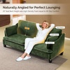 image:imageVINGLI 84 Extra Deep Seat Sofa Couch 3 Seater Upholstered Living Room Couches with 2 Piped Seater Cushions Throw Pillows Modern Linen Velvet Fabric Sofa for Apartment Bedroom OfficeGreen