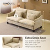 image:imageVINGLI 84 Extra Deep Seat Sofa Couch 3 Seater Upholstered Living Room Couches with 2 Piped Seater Cushions Throw Pillows Modern Linen Velvet Fabric Sofa for Apartment Bedroom OfficeKhaki Green