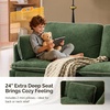 image:imageVINGLI 84 Extra Deep Seat Sofa Couch 3 Seater Upholstered Living Room Couches with 2 Piped Seater Cushions Throw Pillows Modern Linen Velvet Fabric Sofa for Apartment Bedroom OfficeGreen