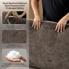 image:imageVINGLI 84 Extra Deep Seat Sofa Couch 3 Seater Upholstered Living Room Couches with 2 Piped Seater Cushions Throw Pillows Modern Linen Velvet Fabric Sofa for Apartment Bedroom OfficeDark Brown