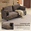 image:imageVINGLI 84 Extra Deep Seat Sofa Couch 3 Seater Upholstered Living Room Couches with 2 Piped Seater Cushions Throw Pillows Modern Linen Velvet Fabric Sofa for Apartment Bedroom OfficeDark Brown