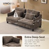 image:imageVINGLI 84 Extra Deep Seat Sofa Couch 3 Seater Upholstered Living Room Couches with 2 Piped Seater Cushions Throw Pillows Modern Linen Velvet Fabric Sofa for Apartment Bedroom OfficeDark Brown