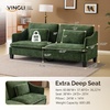 image:imageVINGLI 84 Extra Deep Seat Sofa Couch 3 Seater Upholstered Living Room Couches with 2 Piped Seater Cushions Throw Pillows Modern Linen Velvet Fabric Sofa for Apartment Bedroom OfficeGreen