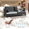 image:imageVINGLI 84 Extra Deep Seat Sofa Couch 3 Seater Upholstered Living Room Couches with 2 Piped Seater Cushions Throw Pillows Modern Linen Velvet Fabric Sofa for Apartment Bedroom OfficeBlack