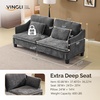 image:imageVINGLI 84 Extra Deep Seat Sofa Couch 3 Seater Upholstered Living Room Couches with 2 Piped Seater Cushions Throw Pillows Modern Linen Velvet Fabric Sofa for Apartment Bedroom OfficeBlack