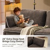 image:imageVINGLI 84 Extra Deep Seat Sofa Couch 3 Seater Upholstered Living Room Couches with 2 Piped Seater Cushions Throw Pillows Modern Linen Velvet Fabric Sofa for Apartment Bedroom OfficeDark Brown