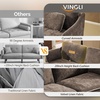 image:imageVINGLI 84 Extra Deep Seat Sofa Couch 3 Seater Upholstered Living Room Couches with 2 Piped Seater Cushions Throw Pillows Modern Linen Velvet Fabric Sofa for Apartment Bedroom OfficeDark Brown