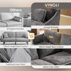image:imageVINGLI 84 Extra Deep Seat Sofa Couch 3 Seater Upholstered Living Room Couches with 2 Piped Seater Cushions Throw Pillows Modern Linen Velvet Fabric Sofa for Apartment Bedroom OfficeBlack