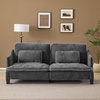 image:imageVINGLI 84 Extra Deep Seat Sofa Couch 3 Seater Upholstered Living Room Couches with 2 Piped Seater Cushions Throw Pillows Modern Linen Velvet Fabric Sofa for Apartment Bedroom OfficeBlack